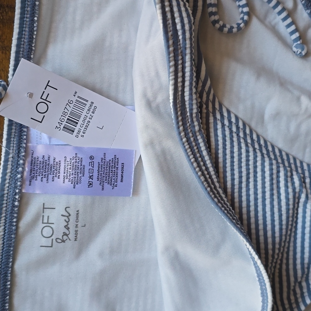 LOFT Blue and White Striped Bikini Size Large ⭐️NWT⭐️ - Picture 3 of 4